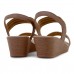 Sandália Usaflex Plataforma Multimateriais Feminina Nude / Marrom