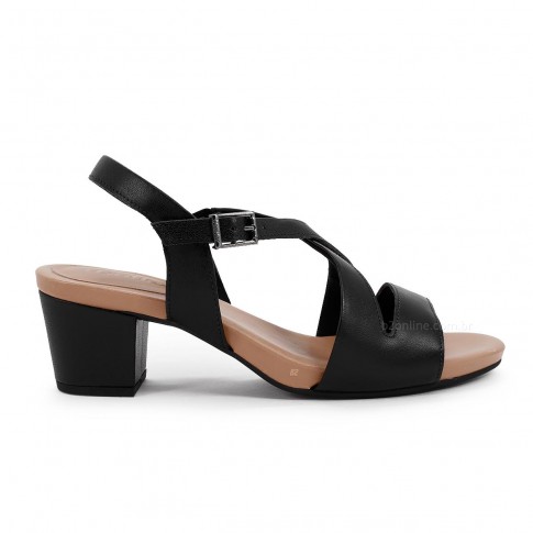 Sandália Usaflex Salto Bloco Fivela Preto