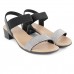 Sandália Usaflex Salto Bloco Strass Feminina Preto / Prata