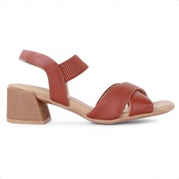 Sandália Usaflex Salto Bloco Versatile Feminina Terracota