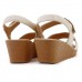 Sandália Usaflex Salto Plataforma Laser Feminina Creme