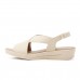 Sandália Usaflex Tiras Cruzadas Plataforma Feminina Creme