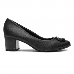 Scarpin Usaflex Salto Baixo Casual Feminino Preto