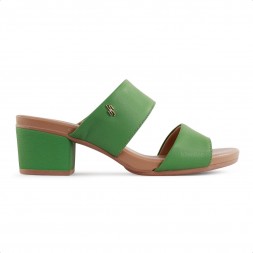 Tamanco Usaflex Salto Bloco Tira Texturizada Feminino Verde