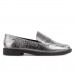 Mocassim Via Uno Craquelado Feminino Prata / Preto