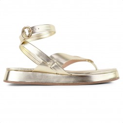 Sandália Papete Via Uno Flatform Feminina Dourado