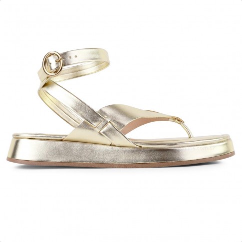 Sandália Papete Via Uno Flatform Feminina Dourado