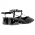 Scarpin Via Uno Salto Bloco Baixo Verniz Feminino Preto / Preto