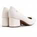Scarpin Via Uno Salto Médio Bico Fino Feminino Off White