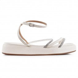 Sandália Vizzano Papete Plataforma Flats Feminina Off White / Bege