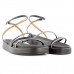 Sandália Vizzano Papete Plataforma Flats Feminina Preto / Prata