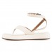 Sandália Vizzano Papete Plataforma Flats Fivela Feminina Off White