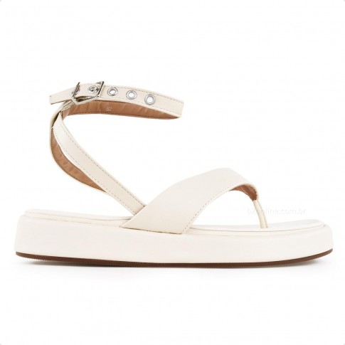Sandália Vizzano Papete Plataforma Flats Fivela Feminina Off White