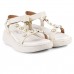 Sandália Vizzano Plataforma Tiras Feminina Off White / Dourado