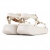 Sandália Vizzano Plataforma Tiras Feminina Off White / Dourado