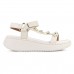 Sandália Vizzano Plataforma Tiras Feminina Off White / Dourado