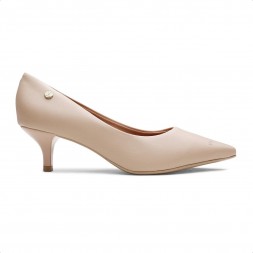 Scarpin Vizzano Bico Fino Salto Baixo Feminino Bege
