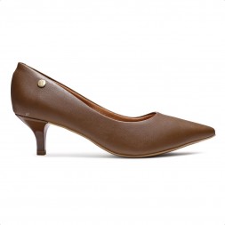 Scarpin Vizzano Bico Fino Salto Baixo Feminino Marrom Escuro
