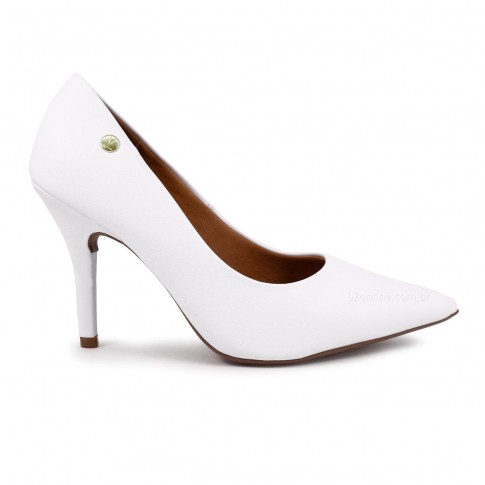 Scarpin Vizzano Salto Alto Bico Fino Branco / Branco