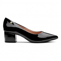 Scarpin Vizzano Salto Médio Bico Fino Verniz Preto