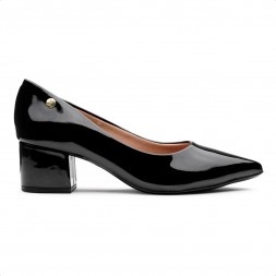 Scarpin Vizzano Salto Médio Bico Fino Verniz Preto